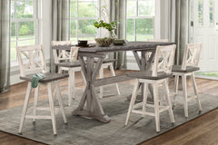 Amsonia Gray/White Swivel Counter Chair (Set of 2) - Ornate Home