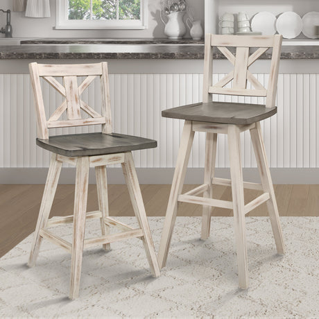 Amsonia Gray/White Swivel Counter Chair (Set of 2) - Ornate Home