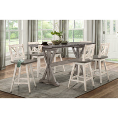 Amsonia Gray/White Swivel Counter Chair (Set of 2) - Ornate Home