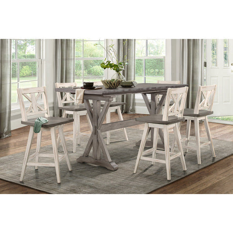 Amsonia Gray/White Swivel Counter Chair (Set of 2) - Ornate Home