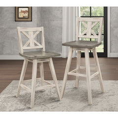 Amsonia Gray/White Swivel Counter Chair (Set of 2) - Ornate Home