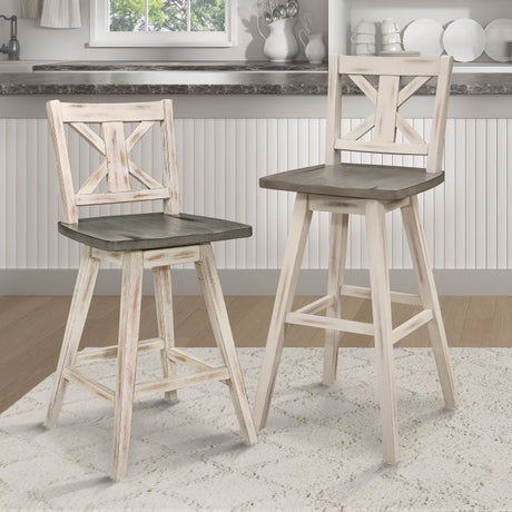 Amsonia Gray/White Swivel Counter Chair (Set of 2) - Ornate Home