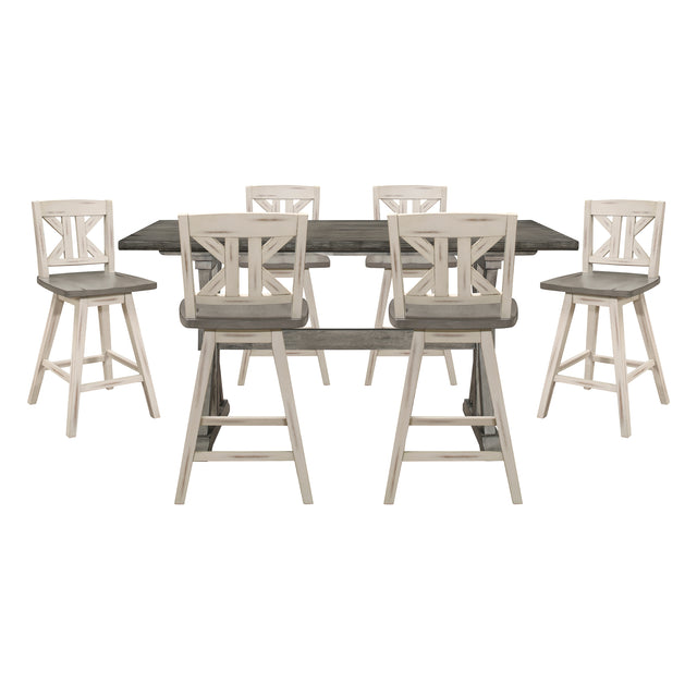 Amsonia Silver 7pc Dining Set - Ornate Home