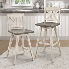 Amsonia White Swivel Pub Counter Height Chair (Set of 2) - Ornate Home