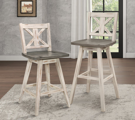 Amsonia White Swivel Pub Counter Height Chair - Ornate Home