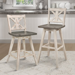 Amsonia White Swivel Pub Counter Height Chair (Set of 2) - Ornate Home