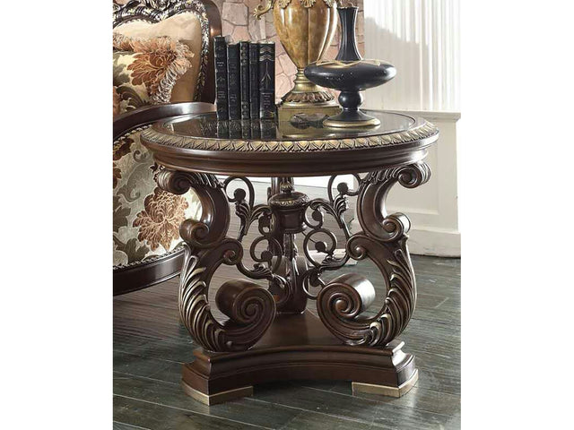 Anabella Brown Cherry End Table  / HD-8013 - Ornate Home