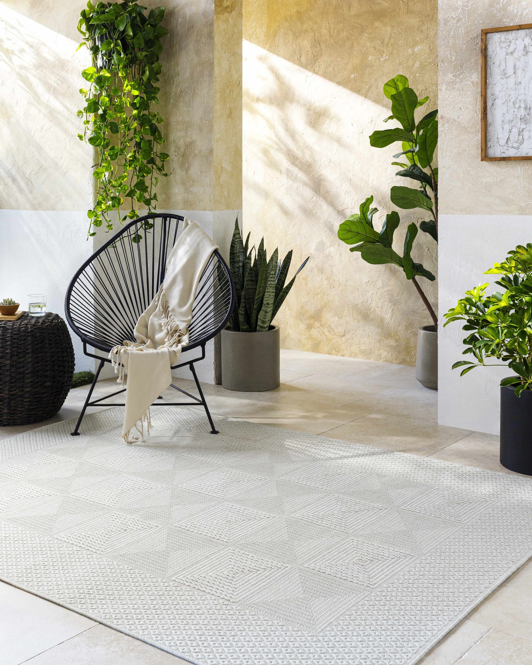 Anabia White Outdoor Area Rug - Ornate Home