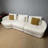 Anacapa 113" Ivory Teddy Sherpa Fabric Sofa, Mid Century Modern L-shape - Ornate Home