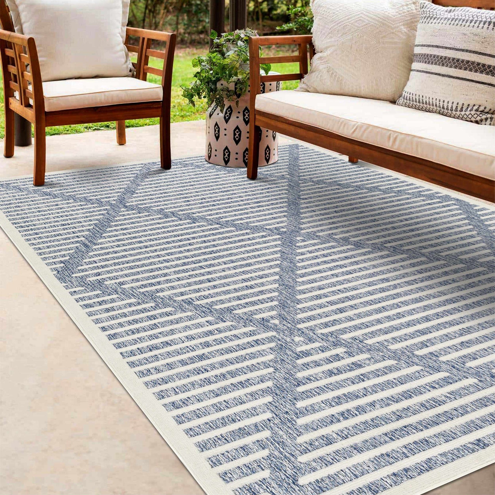 Anah Blue Outdoor Rug - Ornate Home