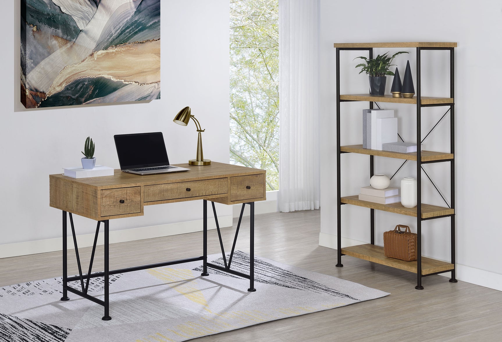 Analiese Mango 47-inch 3-drawer Writing Desk - Ornate Home