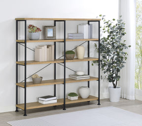 Analiese Mango 63-inch 4-shelf Double Bookshelf - Ornate Home
