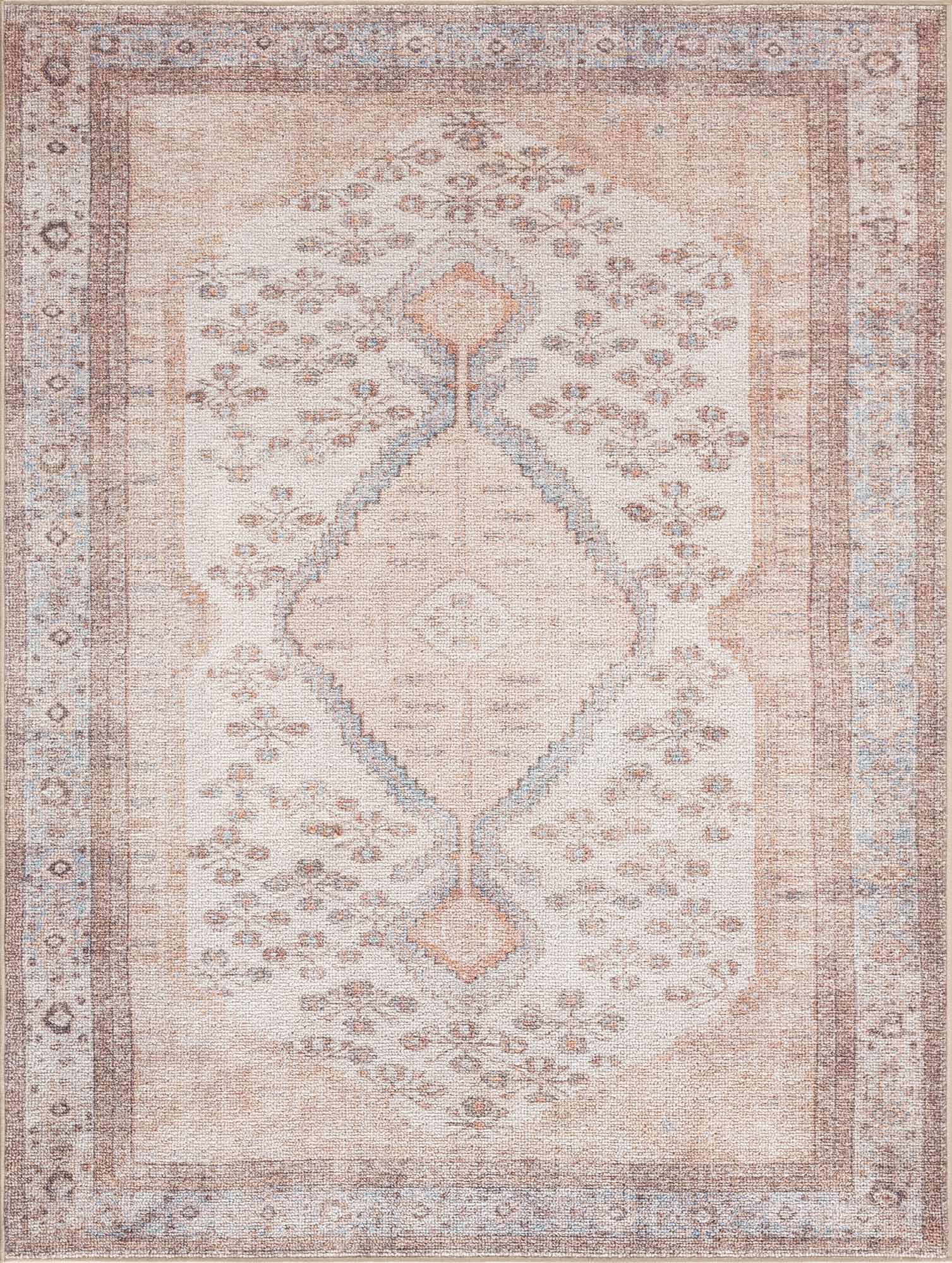 Analu Peach Washable Area Rug - Ornate Home