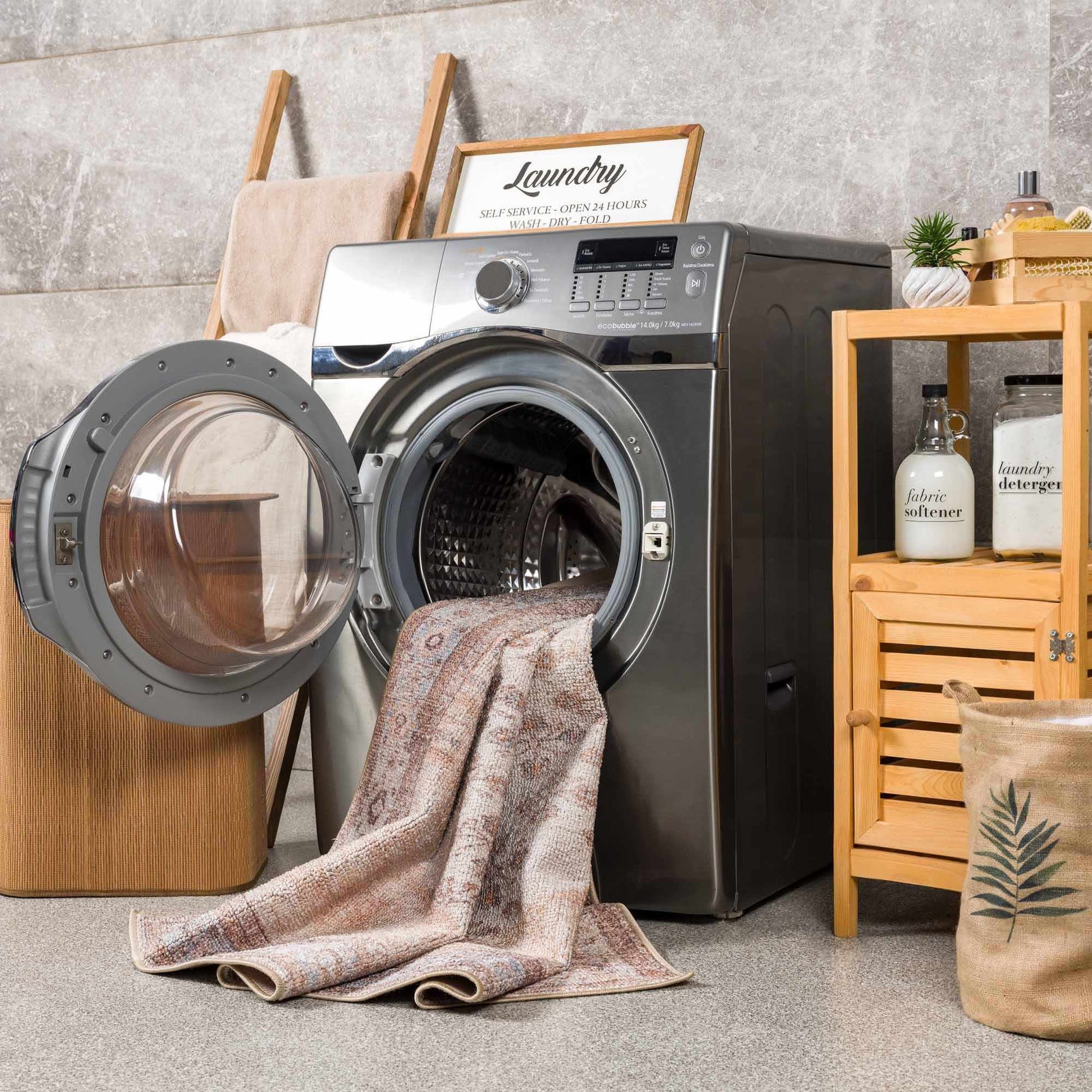 Analu Peach Washable Area Rug - Ornate Home