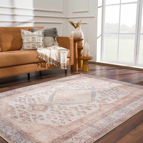 Analu Peach Washable Area Rug - Ornate Home