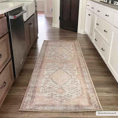 Analu Peach Washable Area Rug - Ornate Home