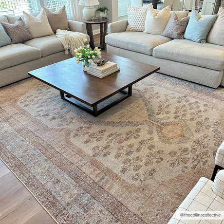 Analu Peach Washable Area Rug - Ornate Home