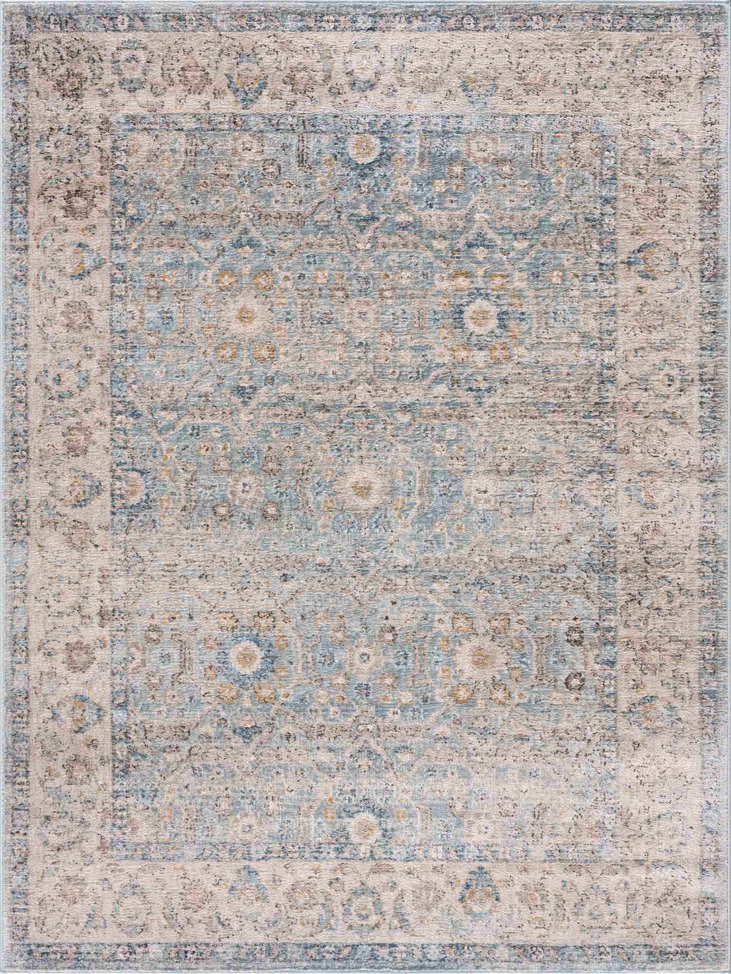 Anana Silver Blue & Beige Area Rug - Clearance - Ornate Home