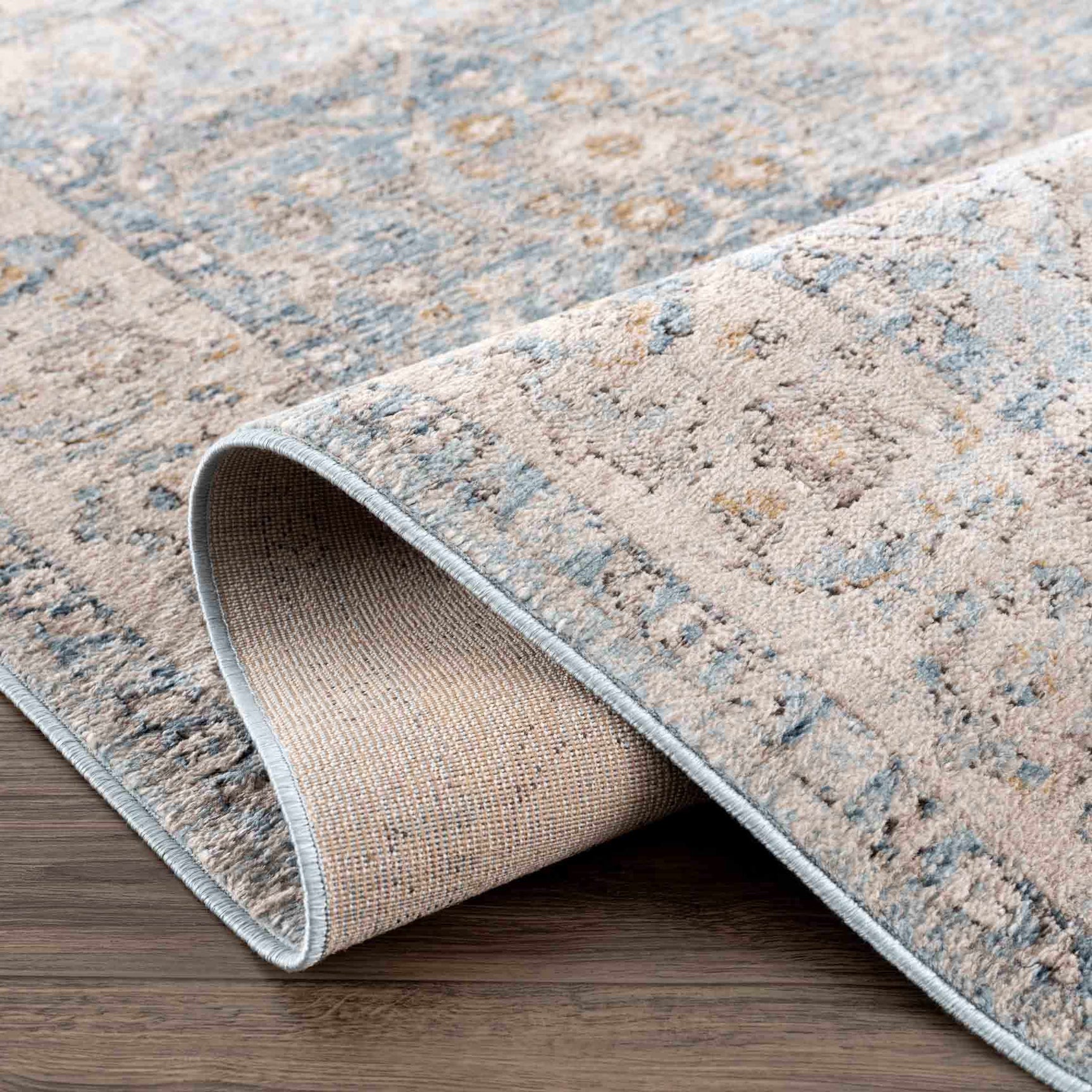 Anana Silver Blue & Beige Area Rug - Clearance - Ornate Home