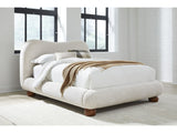 Anansi Afra Chinchilla King Upholstered Wood Leg Platform Bed - Ornate Home