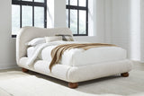 Anansi Afra Chinchilla King Upholstered Wood Leg Platform Bed - Ornate Home