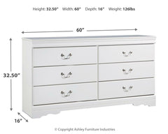 Anarasia White Six Drawer Dresser - Ornate Home