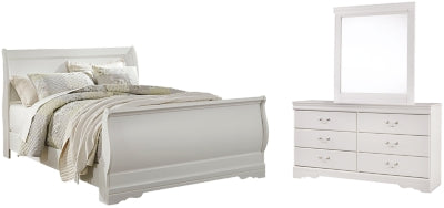 Anarasia Queen Sleigh Bedroom Set with Dresser and Mirror - Ornate Home