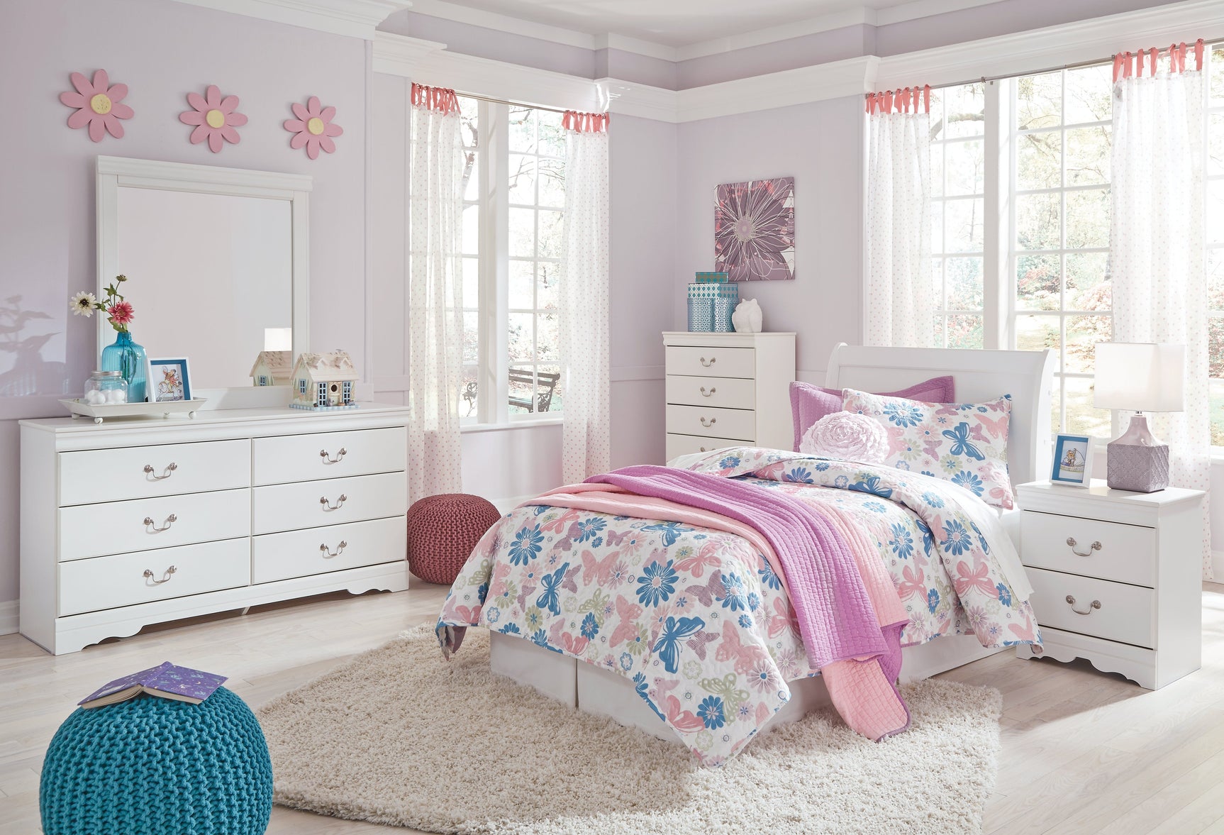 Anarasia Twin Sleigh Headboard, Dresser and Mirror (Online Special Price) - Ornate Home
