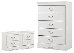 Anarasia White Chest and 2 Nightstands - Ornate Home