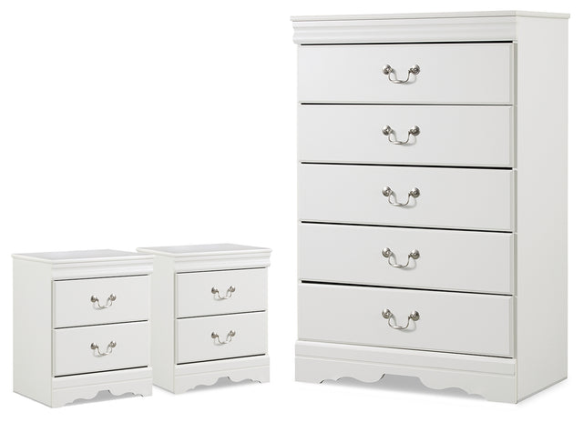 Anarasia White Chest and 2 Nightstands - Ornate Home