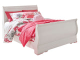 Anarasia White Full Sleigh Bed w/Dresser & Mirror - Ornate Home