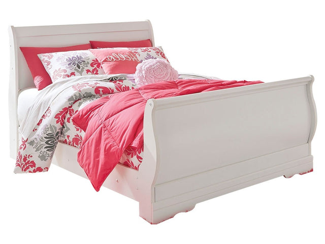 Anarasia White Full Sleigh Bed w/Dresser & Mirror - Ornate Home