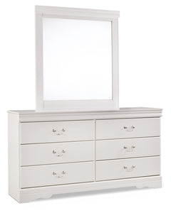 Anarasia White Full Sleigh Bed w/Dresser & Mirror - Ornate Home