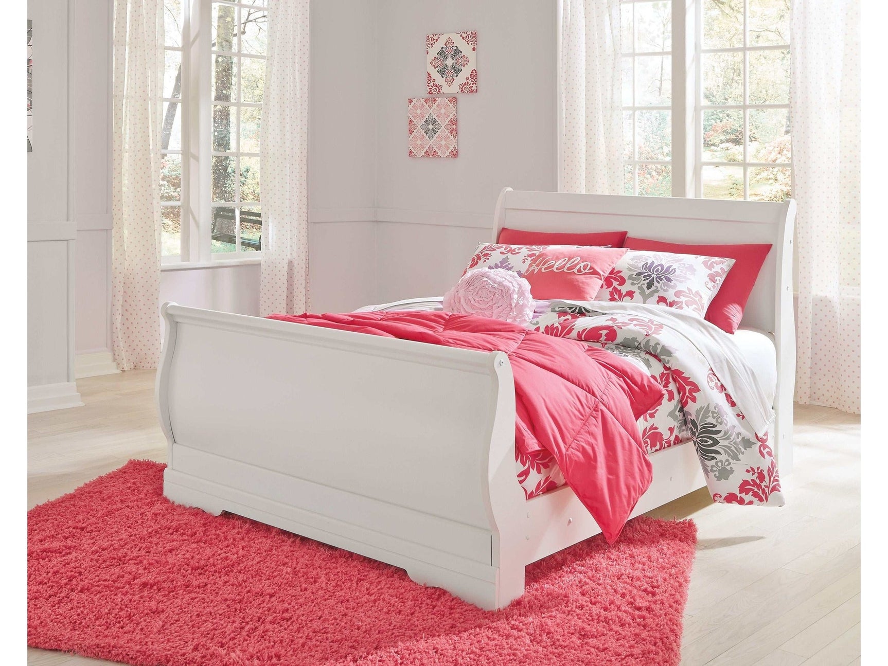 Anarasia White Full Sleigh Youth Bed - Ornate Home
