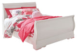 Anarasia White Full Sleigh Youth Bedroom Set with Dresser, Mirror and Nightstand - Ornate Home