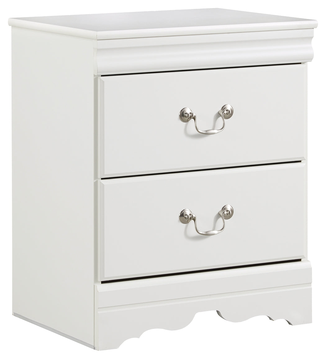 Anarasia White Full Sleigh Youth Bedroom Set with Dresser, Mirror and Nightstand - Ornate Home