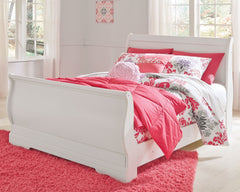 Anarasia White Full Sleigh Youth Bedroom Set with Dresser and Nightstand - Ornate Home