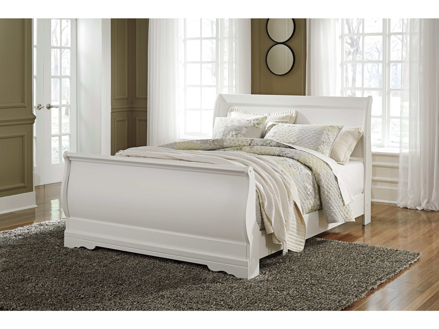 Anarasia White Queen Sleigh Bed - Ornate Home
