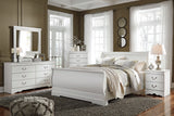 Anarasia White Queen Sleigh Bedroom Set with Chest and 2 Nightstands - Ornate Home