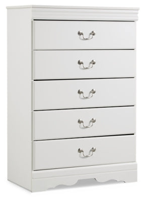 Anarasia White Queen Sleigh Bedroom Set with Chest of Drawers and Nightstand (Online Special Price) - Ornate Home