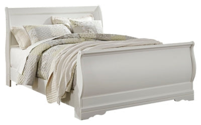 Anarasia White Queen Sleigh Bedroom Set with Chest of Drawers and Nightstand - Ornate Home