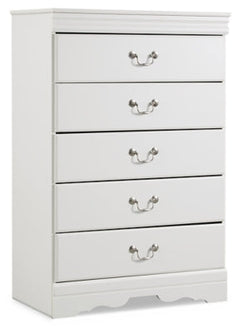 Anarasia White Queen Sleigh Bedroom Set with Chest of Drawers and Nightstand - Ornate Home