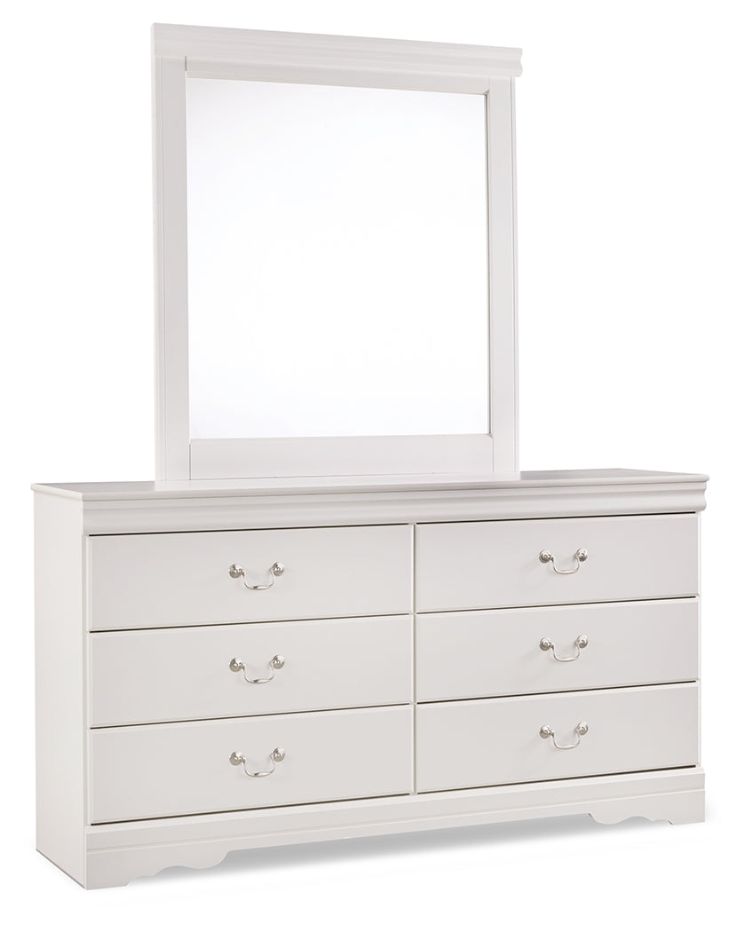 Anarasia White Queen Sleigh Bedroom Set with Dresser, Mirror and 2 Nightstands (Online Special Price) - Ornate Home