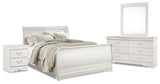 Anarasia White Queen Sleigh Bedroom Set with Dresser, Mirror and Nightstand - Ornate Home