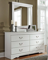 Anarasia White Queen Sleigh Bedroom Set with Dresser, Mirror and Nightstand - Ornate Home