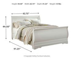 Anarasia White Queen Sleigh Bedroom Set with Dresser, Mirror and Nightstand - Ornate Home