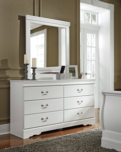 Anarasia White Queen Sleigh Bedroom Set with Dresser, Mirror and Nightstand - Ornate Home