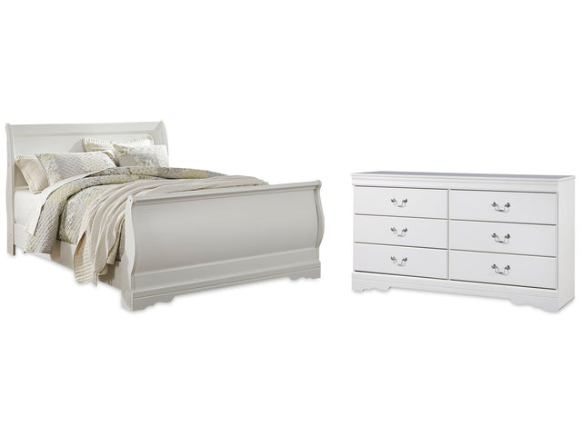 Anarasia White Queen Sleigh Bedroom Set with Dresser - Ornate Home