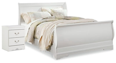 Anarasia White Queen Sleigh Bedroom Set with Nightstand (Online Special Price) - Ornate Home