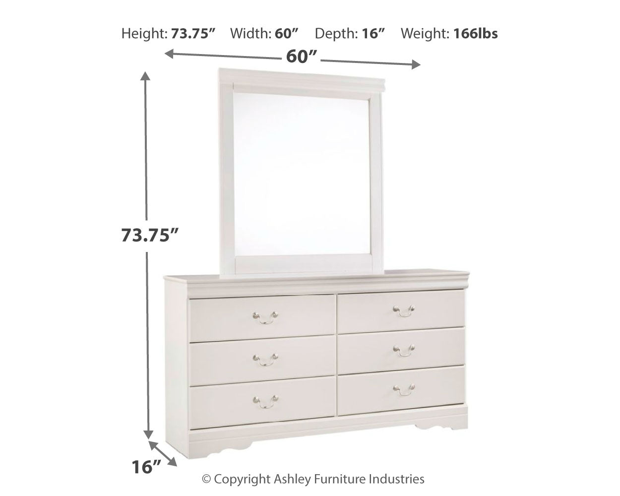 Anarasia White Queen Sleigh Headboard, Dresser and Mirror (Online Special Price) - Ornate Home